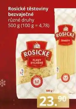 Potraviny CZ Rosické těstoviny bezvaječné různé druhy 500 g nabídka