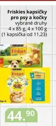Potraviny CZ Friskies kapsičky pro psy a kočky vybrané druhy 4 x 85 g, 4 x 100 g nabídka