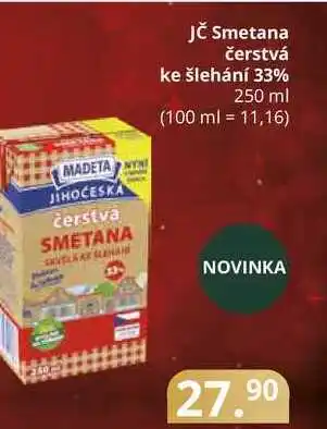 Potraviny CZ Jč smetana čerstvá ke šlehání 33% 250 ml nabídka