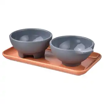 IKEA Ömsesidig podnos se 2 miskami, oranžová/šedá nabídka