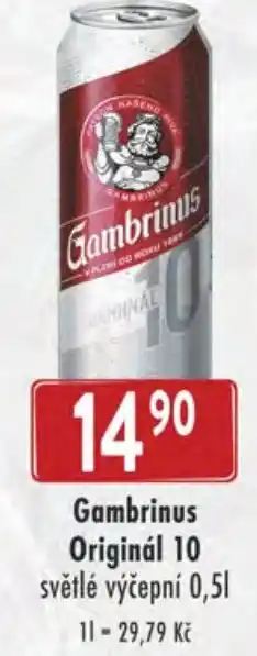 Qanto Gambrinus Originál 10 světlé výčepní 0,5L nabídka