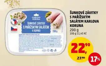 Penny Market ŠUNKOVÉ ZÁVITKY S PAŘÍŽSKÝM SALÁTEM KARLOVA KORUNA 200 g nabídka