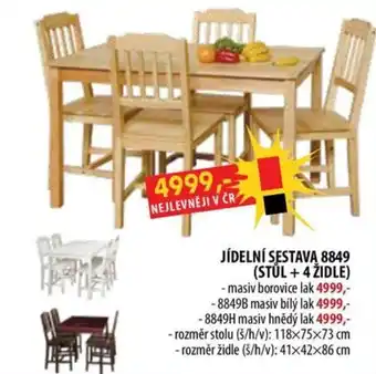 JÍDELNÍ SESTAVA 8849 (STŮL + 4 ŽIDLE)