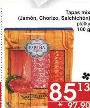 Jip Tapas mix (jamón, chorizo, salchichón) plátky, 100 g nabídka