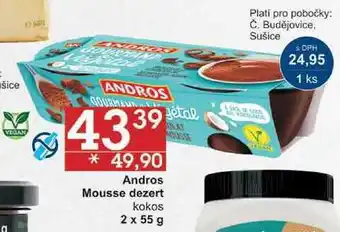 Jip Andros mousse dezert kokos, 2 x 55 g nabídka