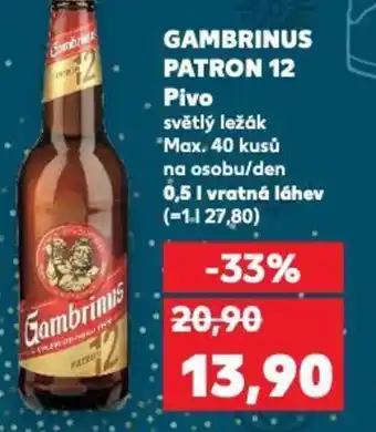 Kaufland GAMBRINUS PATRON 12 Pivo nabídka