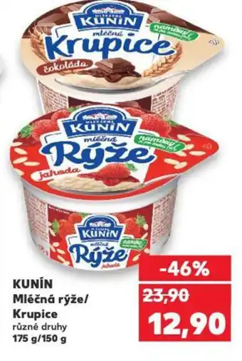 Kaufland KUNIN Mléčná rýže/ Krupice nabídka