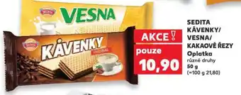 Kaufland SEDITA KÁVENKY/ VESNA KAKAOVÉ ŘEZY Oplatka nabídka