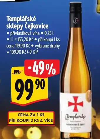 Albert Templářské sklepy Čejkovice nabídka