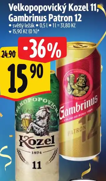 Albert Velkopopovický Kozel 11, Gambrinus Patron 12 nabídka