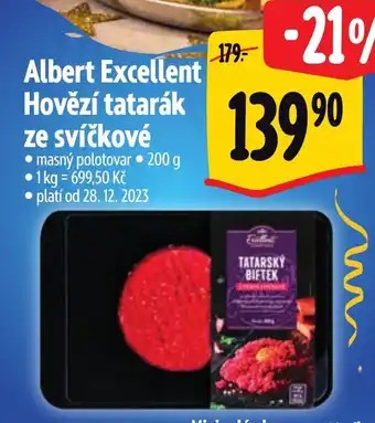 Albert Albert Excellent Hovězí tatarák ze svíčkové nabídka