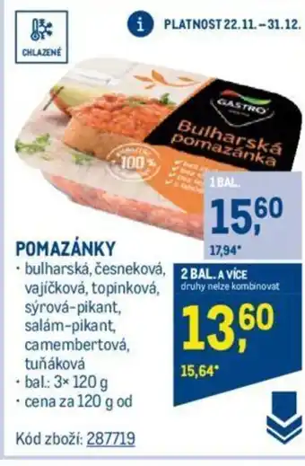 Makro POMAZÁNKY nabídka