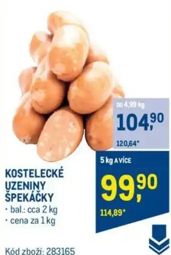 Makro KOSTELECKÉ UZENINY ŠPEKÁČKY nabídka
