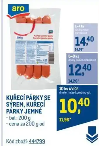 Makro KUŘECÍ PÁRKY SE SYREM, KUŘECÍ PÁRKY JEMNÉ nabídka