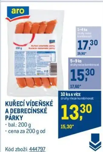 Makro KUŘECÍ VÍDEŇSKÉ A DEBRECÍNSKÉ PÁRKY nabídka