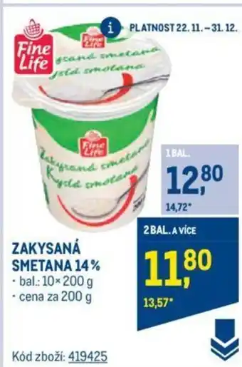 Makro ZAKYSANÁ SMETANA 14% nabídka