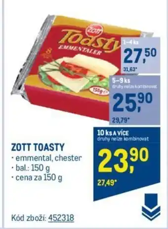 Makro ZOTT TOASTY nabídka