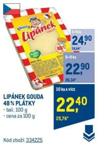 Makro LIPÁNEK GOUDA 48% PLÁTKY nabídka