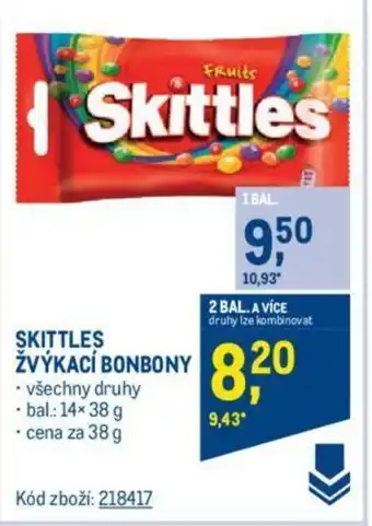 Makro SKITTLES ŽVÝKACÍ BONBONY nabídka
