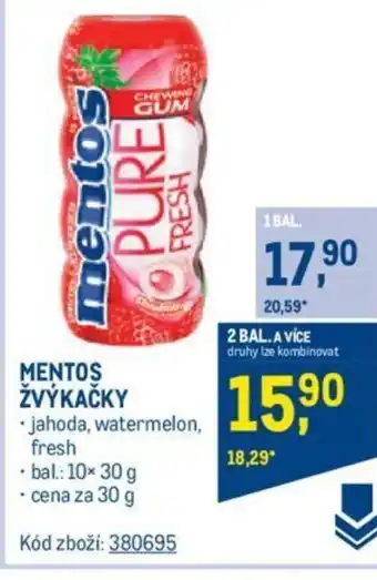 Makro MENTOS ŽVÝKAČKY nabídka