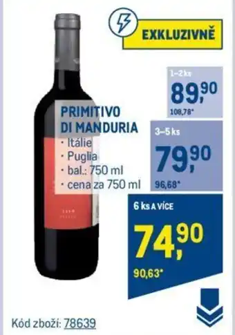 Makro PRIMITIVO DI MANDURIA nabídka