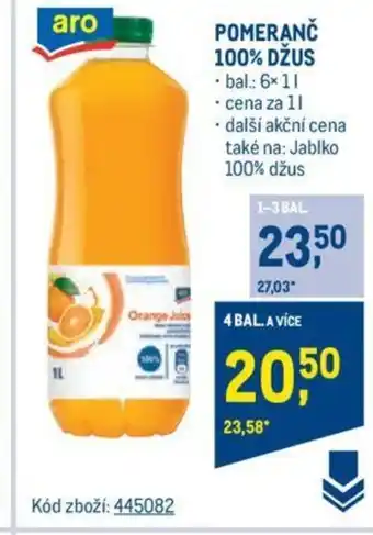 Makro POMERANČ 100% DŽUS nabídka