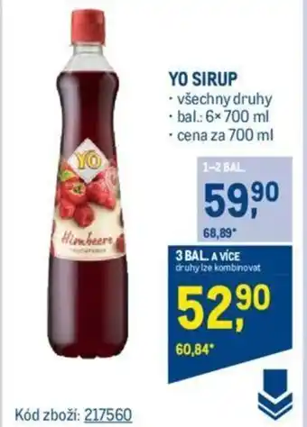 Makro YO SIRUP nabídka