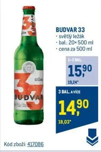 Makro BUDVAR 33 nabídka