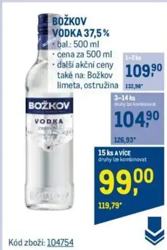 Makro BOŽKOV VODKA 37,5% nabídka