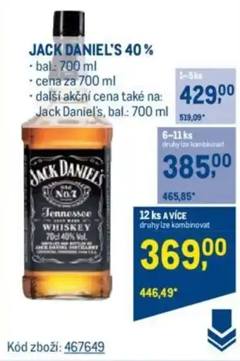 Makro JACK DANIEL'S 40% nabídka