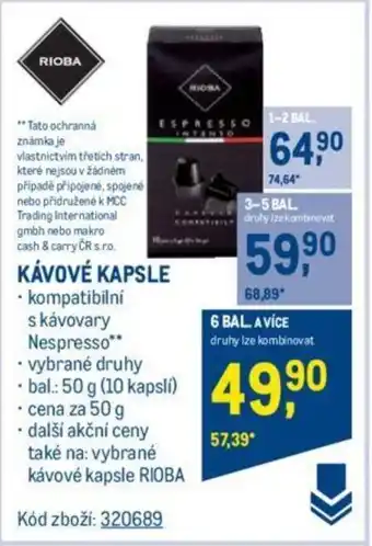 Makro KÁVOVÉ KAPSLE nabídka