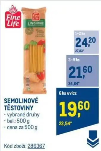 Makro SEMOLINOVÉ TĚSTOVINY nabídka
