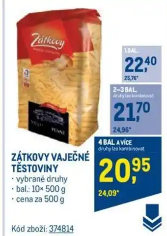 Makro ZÁTKOVY VAJEČNÉ TĚSTOVINY nabídka