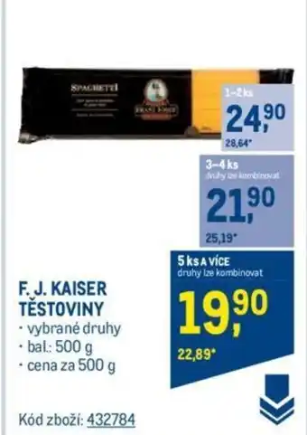 Makro F.J. KAISER TĚSTOVINY nabídka