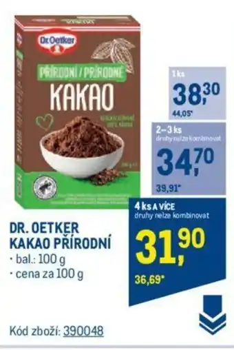Makro DR. OETKER KAKAO PŘÍRODNÍ nabídka