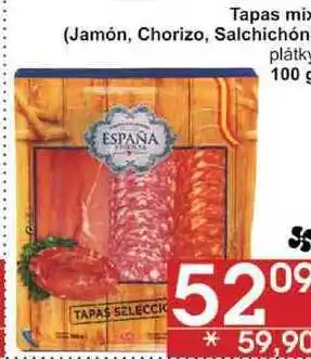 Jip Tapas mix (jamón, chorizo, salchichón) plátky, 100 g nabídka