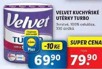 Lidl Velvet kuchyňské utěrky turbo, 1 role nabídka