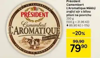 Tesco Président Camembert L'Aromatique Měkký zrající sýr s bílou plísní na povrchu nabídka