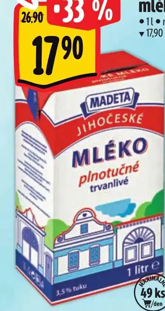 Albert Jihočeske trvanlivé mléko 3,5% nabídka