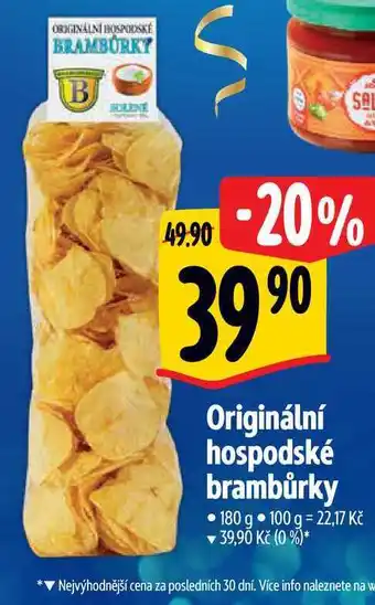 Albert Originální hospodské brambůrky 180 g nabídka