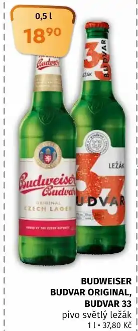 Trefa BUDWEISER BUDVAR ORIGINAL, BUDVAR 33 nabídka