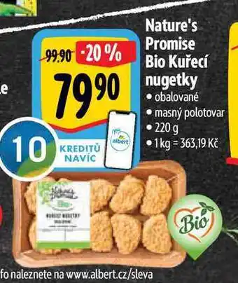 Albert Nature's promise bio kuřecí nugetky 220 g nabídka