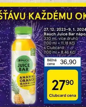 Tesco Rauch juice bar nápoj nabídka
