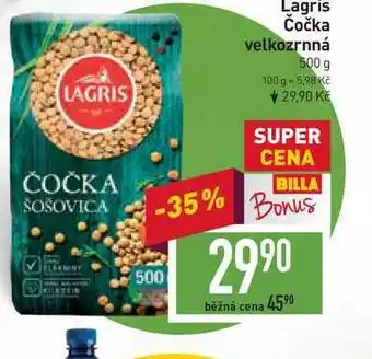 Billa Lagris čočka velkozrnná 500 g nabídka