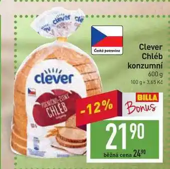 Billa Clever chléb konzumní 600 g nabídka