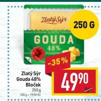 Billa Zlatý sýr gouda 48% bloček 250 g nabídka
