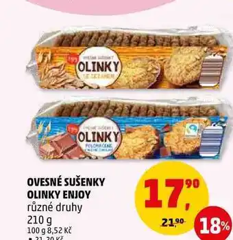 Penny Market Ovesné sušenky olinky enjoy různé druhy, 210 g nabídka