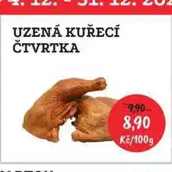RABBIT řeznictví Uzená kuřecí čtvrtka 100g nabídka