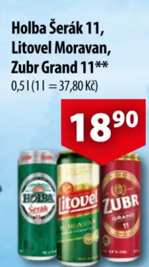 CBA Holba Šerák 11, Litovel Moravan, Zubr Grand 11 nabídka