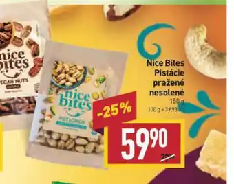 Billa Nice bites pistácie pražené nesolené nabídka